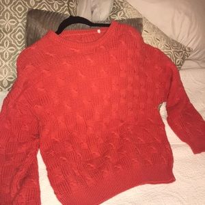 Orange over sized knitted sweater fits small-med